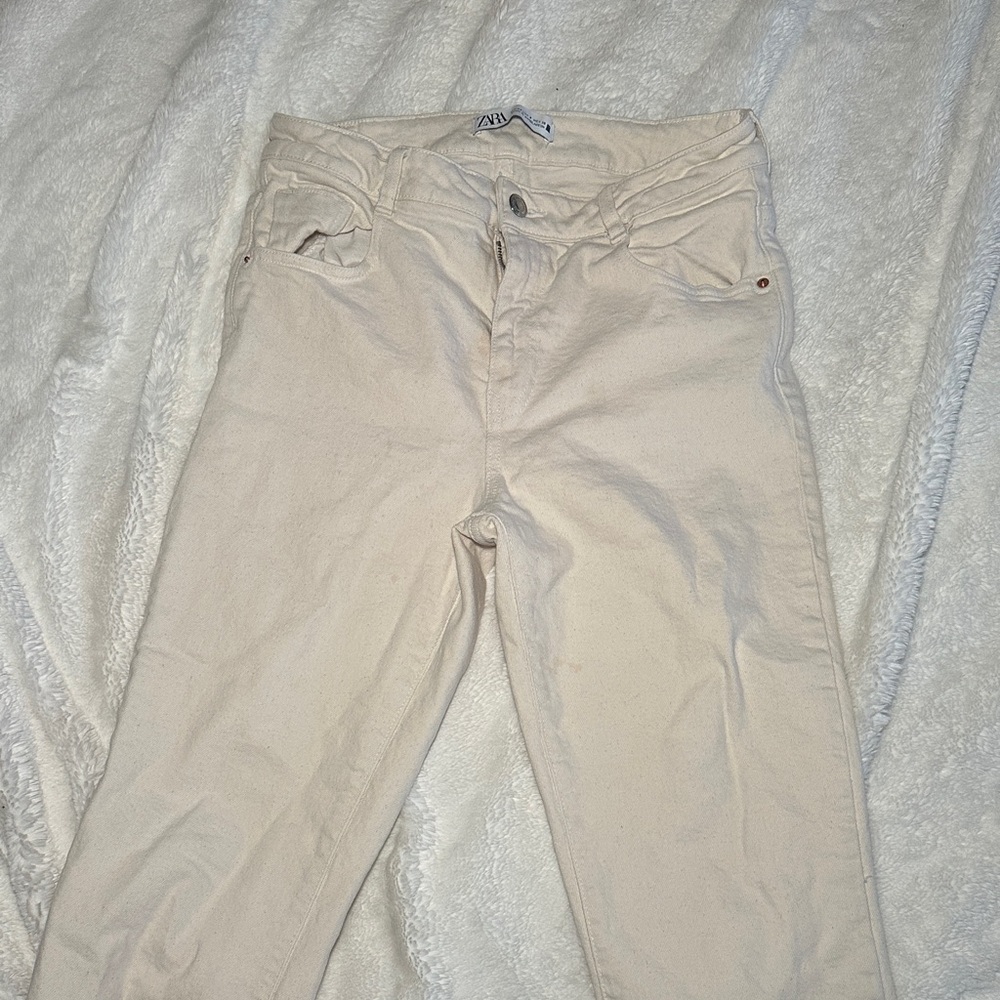 Zara Women's Light Cream Skinny Jeans